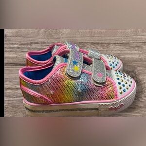 Like new! Skechers Toddler Step Up Sparkle Kicks Light Up Sneakers Shoes